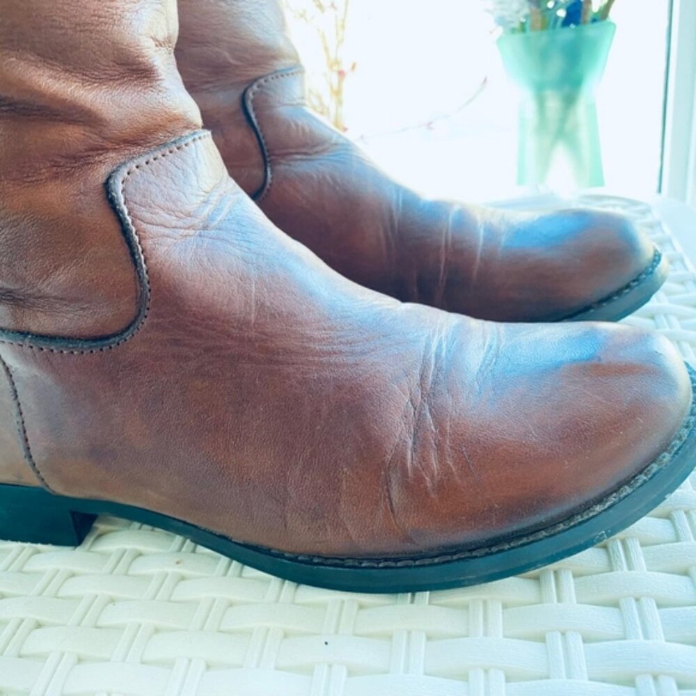 Italian Belted Genuine Leather Brown Riding Boot- Size Euro 37 - Picture 6 of 16